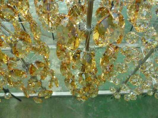 PVD Coated Crystal Glass Chandelier Pendants with High Transparency and Sparkling Refraction for Luxurious Lighting